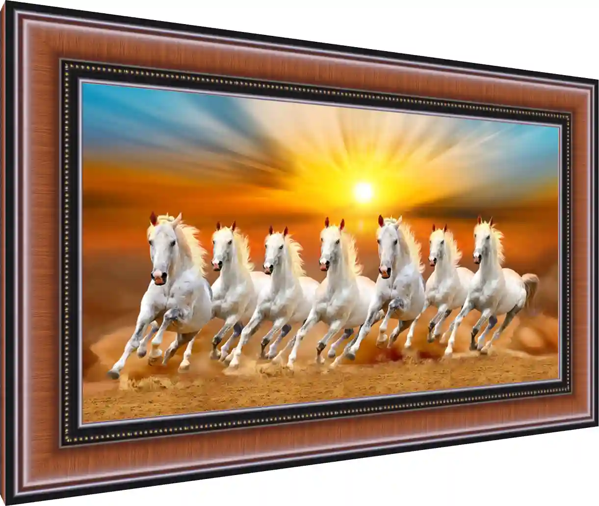 Seven Horses Ocean Landscape Canvas — photo frame preview | PrintPosters.in